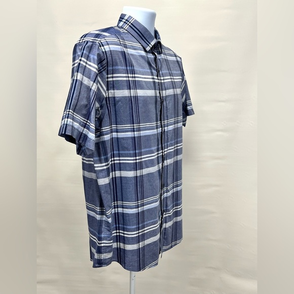 HART SCHAFFNER-MARX Men’s blue plaid short sleeve button down shirt size L - Picture 7 of 12